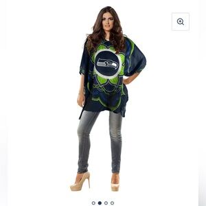 Seattle Seahawks Sheer Caftan with Flower Design Team Colors One Size.